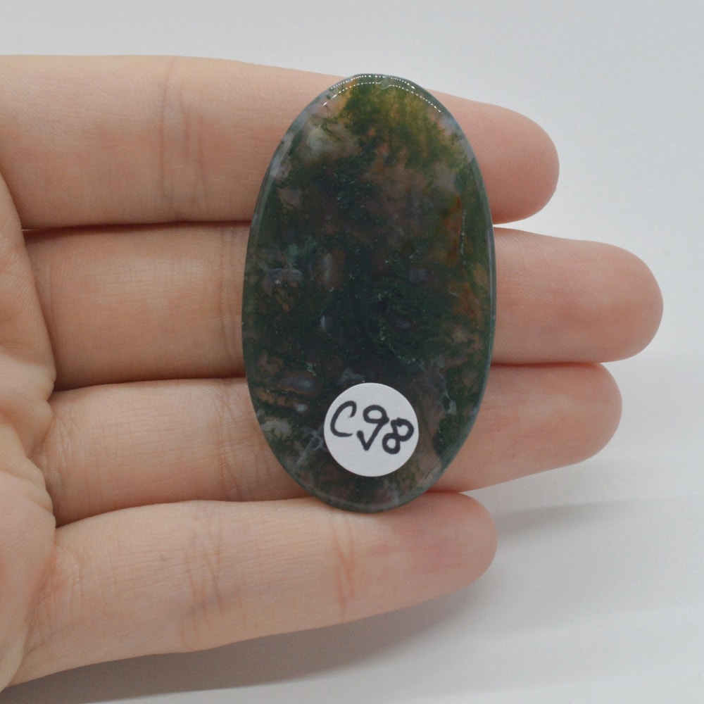 Cabochon agat moss 47x27x6mm c98 - 1 | YEO