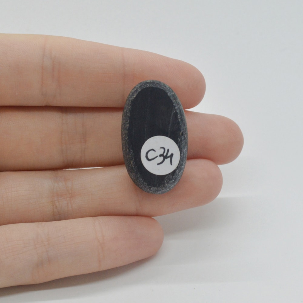 Cabochon agat negru druzy 30x17x10mm c34 - 1 | YEO