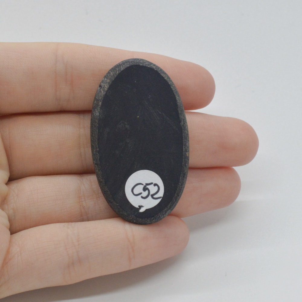 Cabochon agat negru druzy 43x25x6mm c52 - 1 | YEO