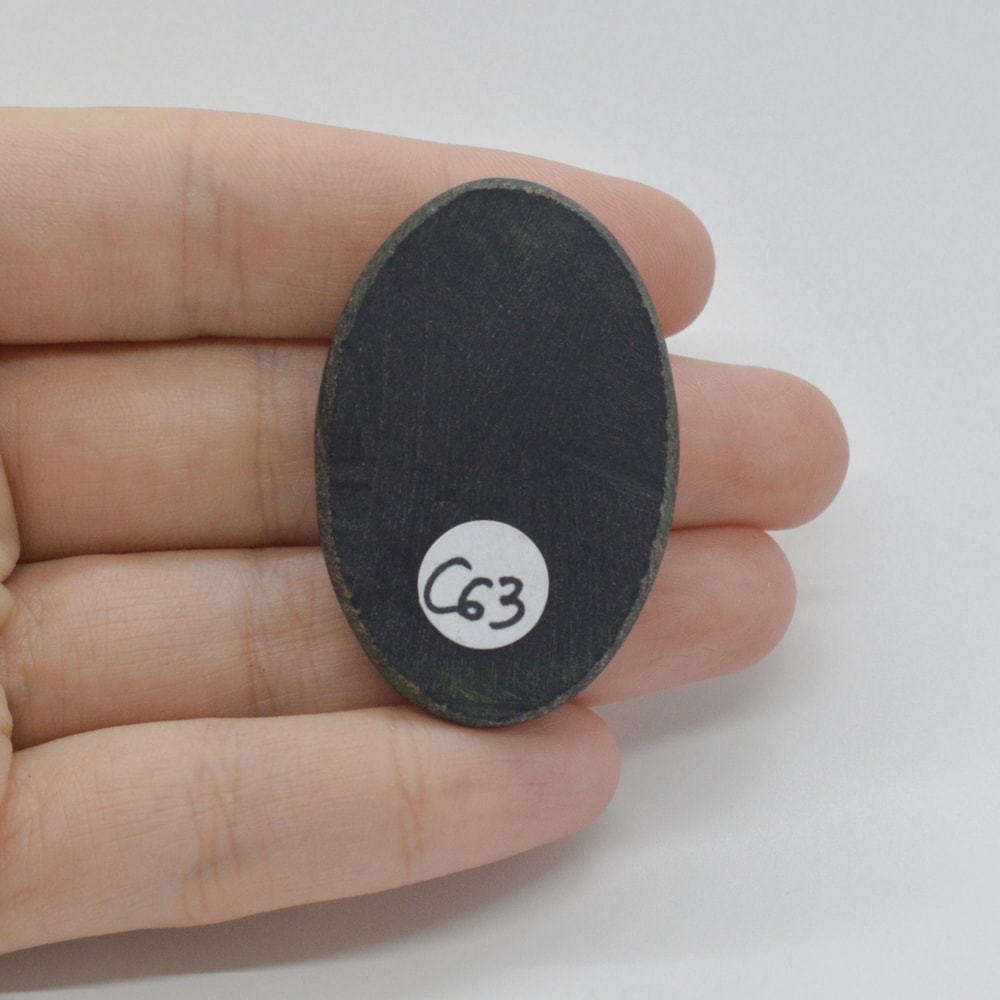 Cabochon agat negru druzy 43x29x7mm c63 - 1 | YEO