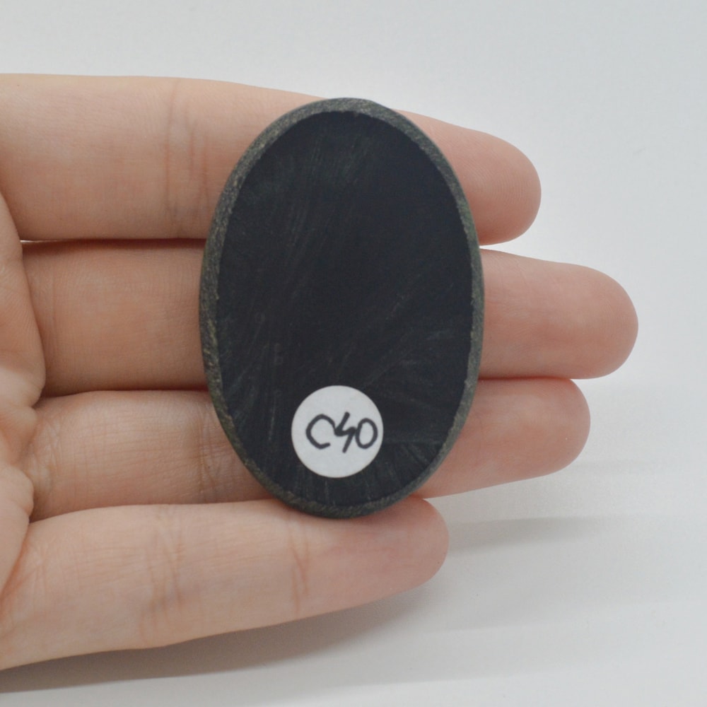 Cabochon agat negru druzy 47x32x7mm c40 - 1 | YEO