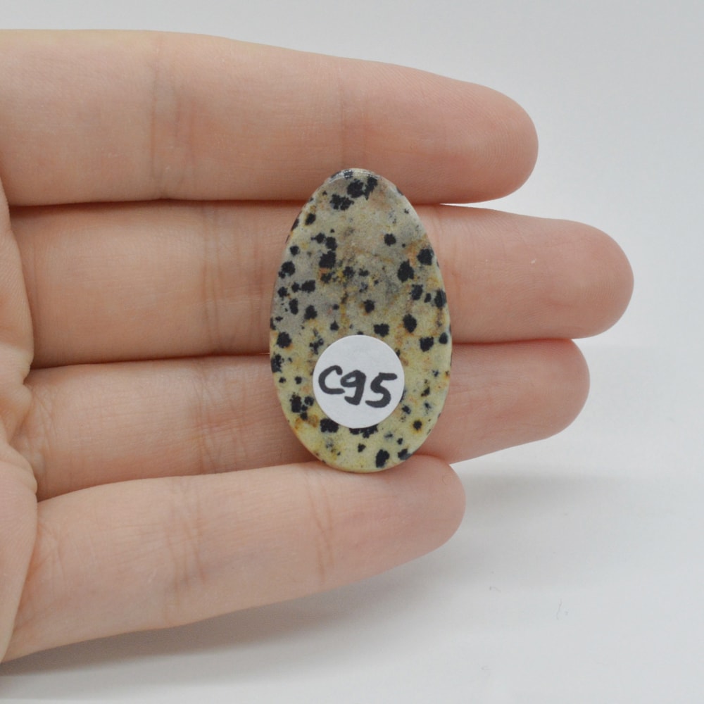 Cabochon jasp dalmatian 33x20x5mm c95 - 1 | YEO