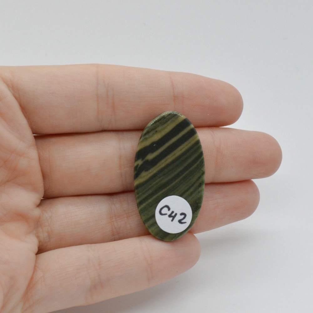 Cabochon jasp zebra verde 35x19x4mm c42 - 1 | YEO