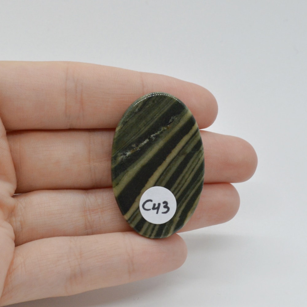 Cabochon jasp zebra verde 40x25x6mm c43 - 1 | YEO