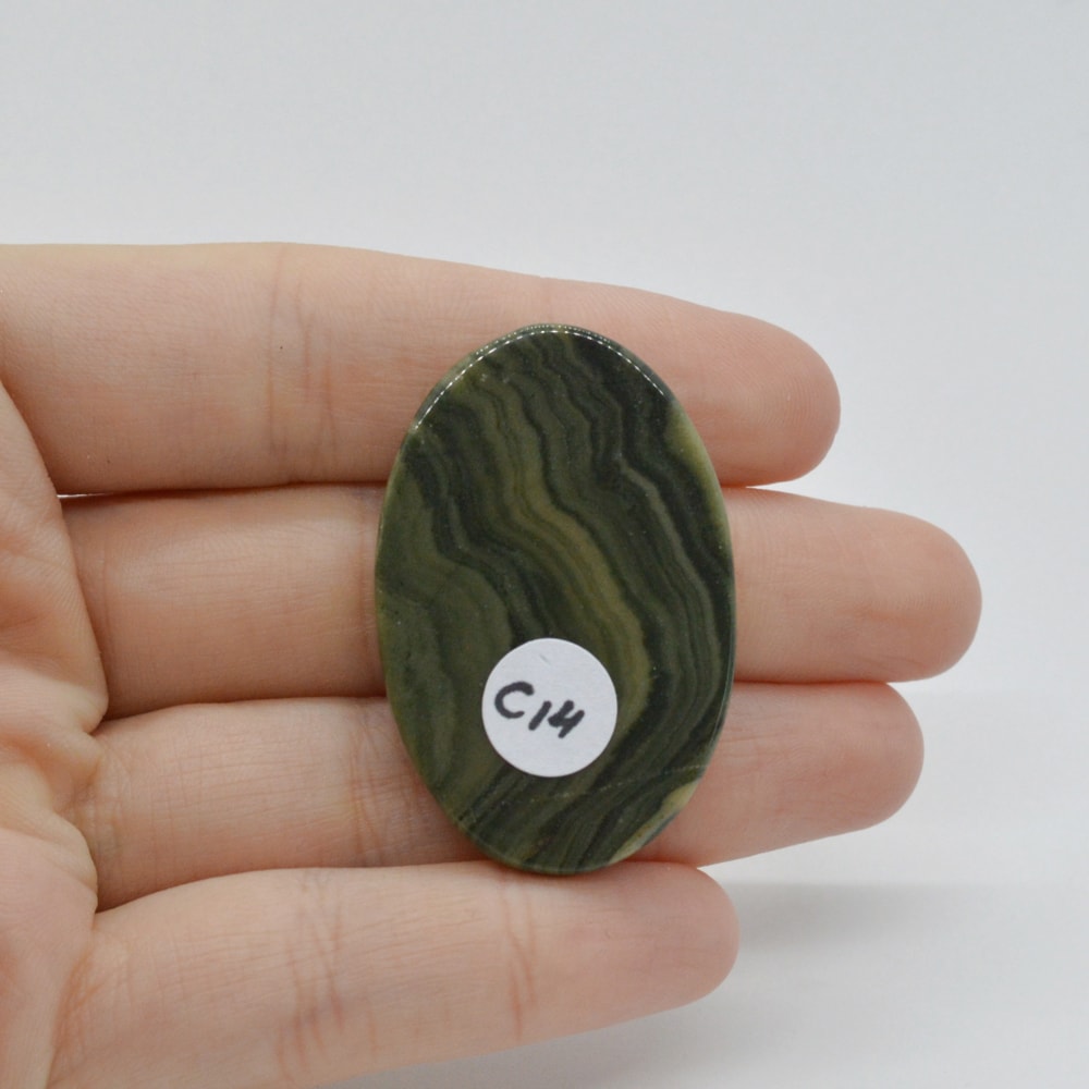 Cabochon jasp zebra verde 41x27x6mm c14 - 1 | YEO