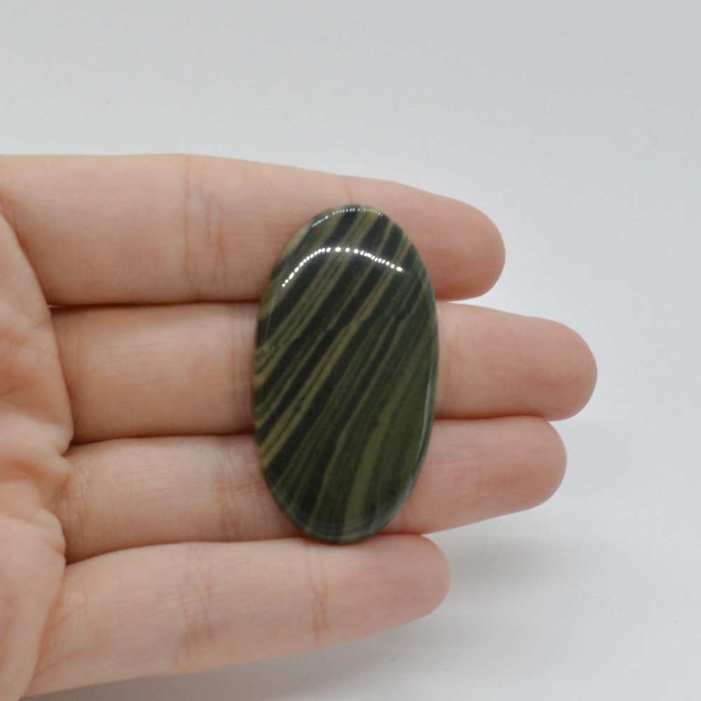 Cabochon jasp zebra verde 42x23x6mm c38