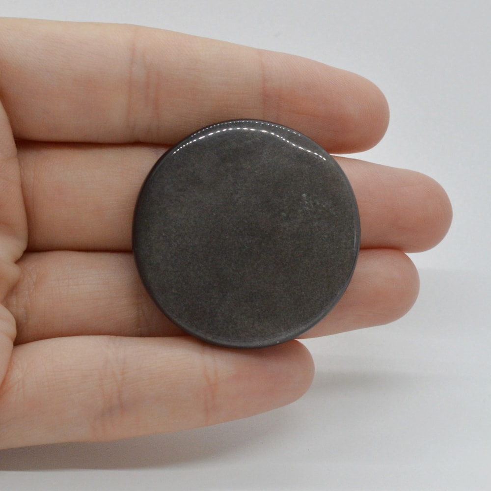 Cabochon obsidian silver 36x36x5mm c21