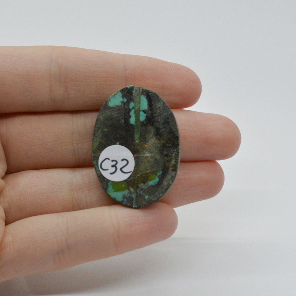 Cabochon turcoaz tibetan 33x24x6mm c32 - 1 | YEO