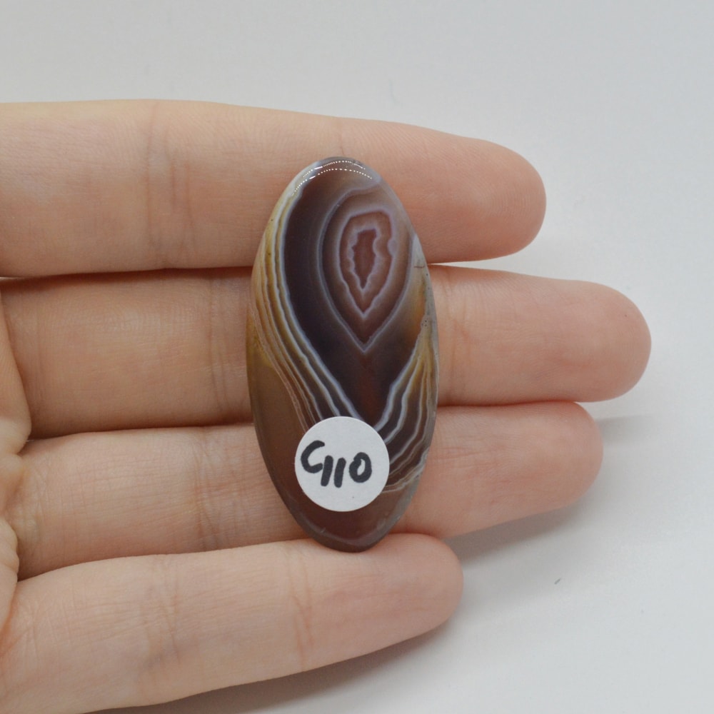 Cabochon agat botswana portocaliu 42x20x6mm c110 - 1 | YEO