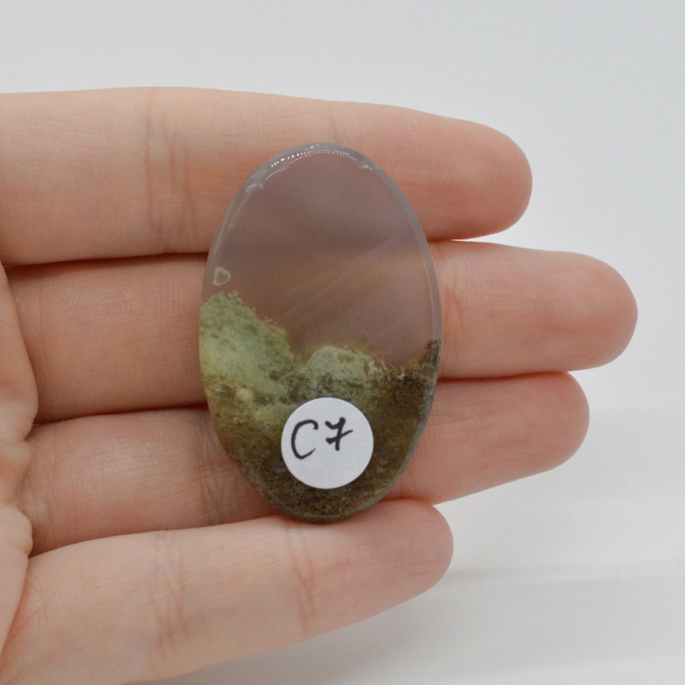 Cabochon agat moss indonezia 42x27x7mm c7 - 1 | YEO