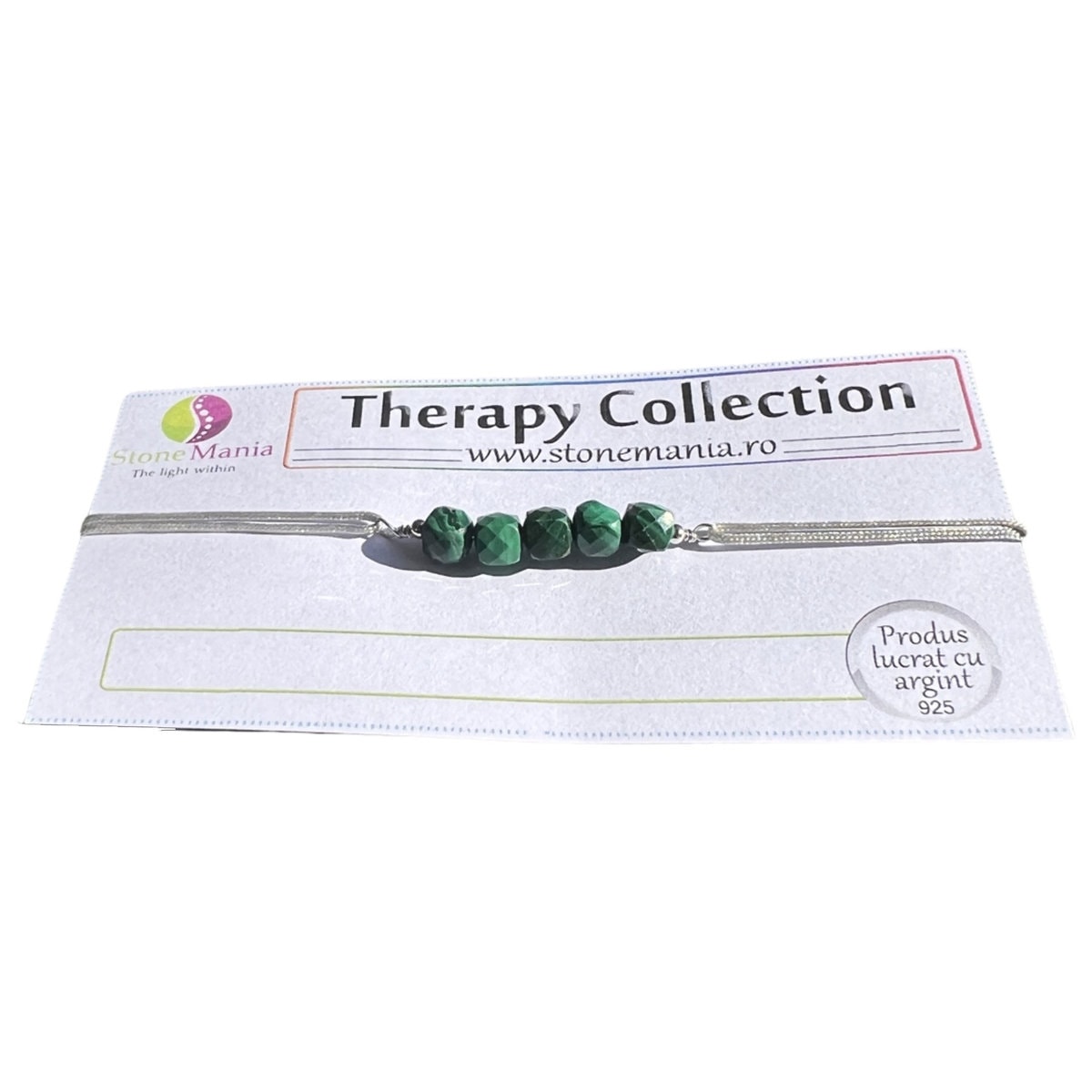 Bratara therapy malachit cuburi 4-5mm si argint 925