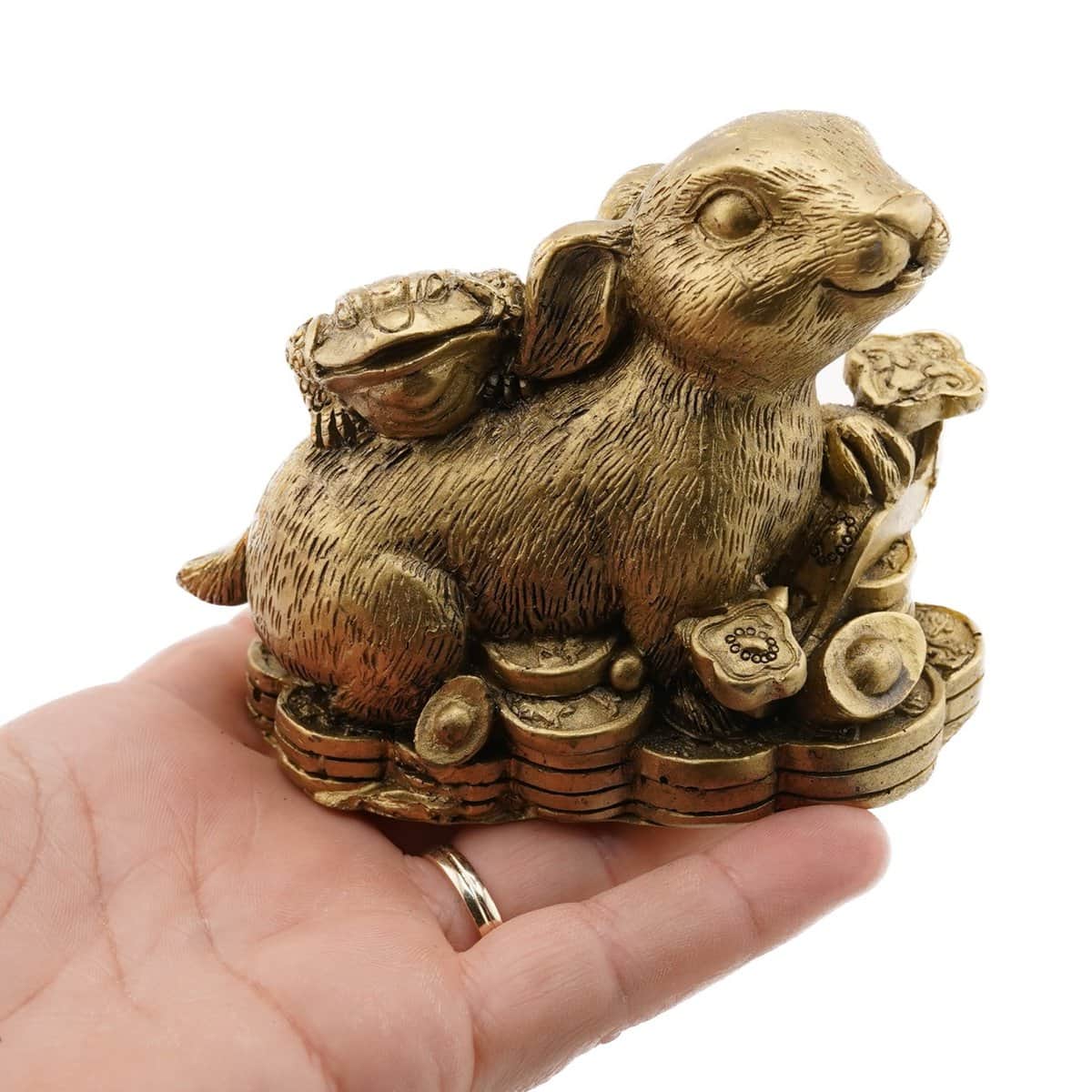 Statueta feng shui iepure cu broasca raioasa si ru yi 10cm - 3 | YEO