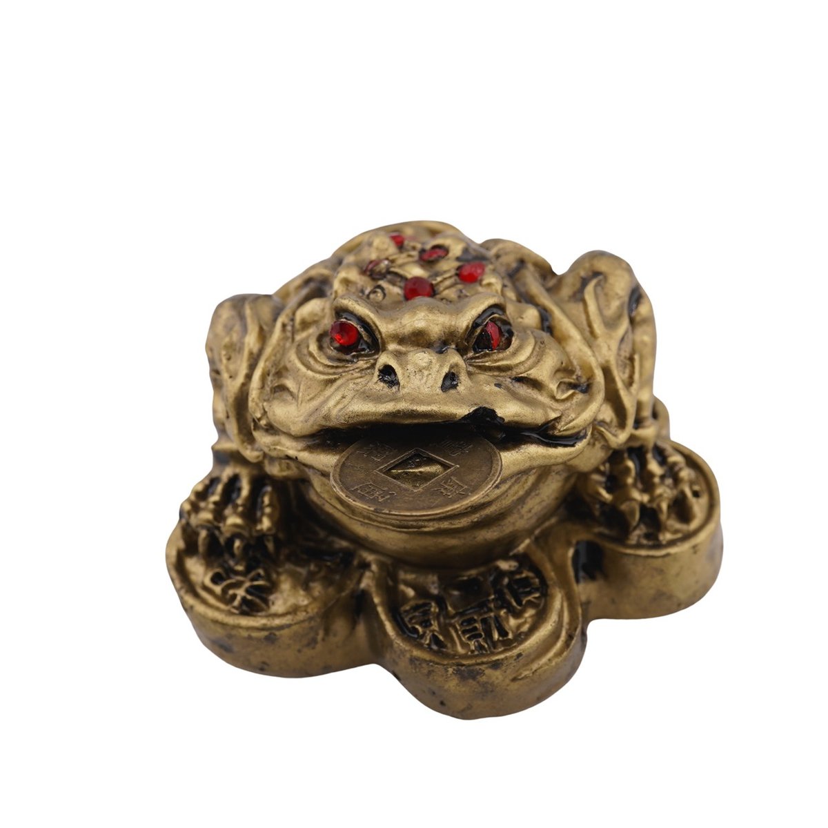 Statueta feng shui broasca raioasa din rasina pe monede 6cm - 2 | YEO