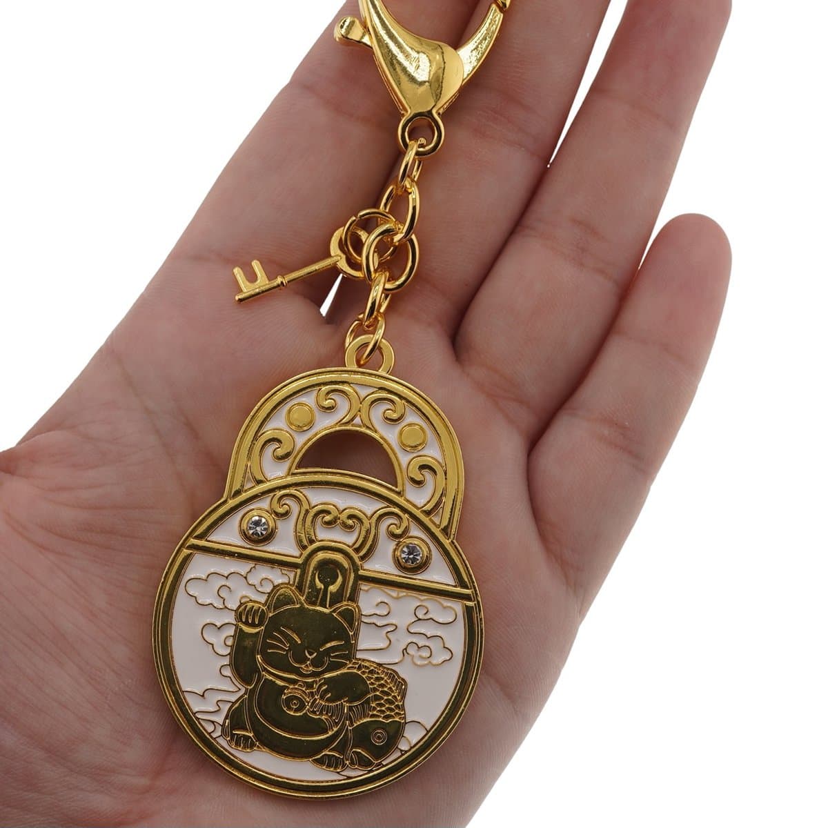 Feng Shui Amulet Lock of Fortune with Maneki Cat, 2024