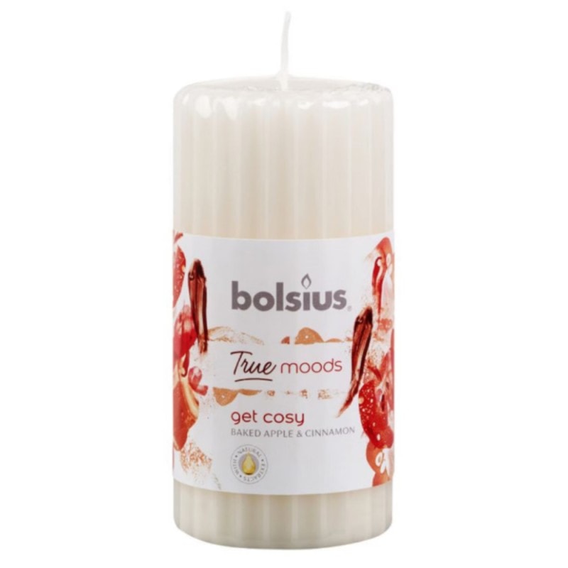 Lumanare stalp true bolsius - get cosy mar copt si scortisoara 12cm