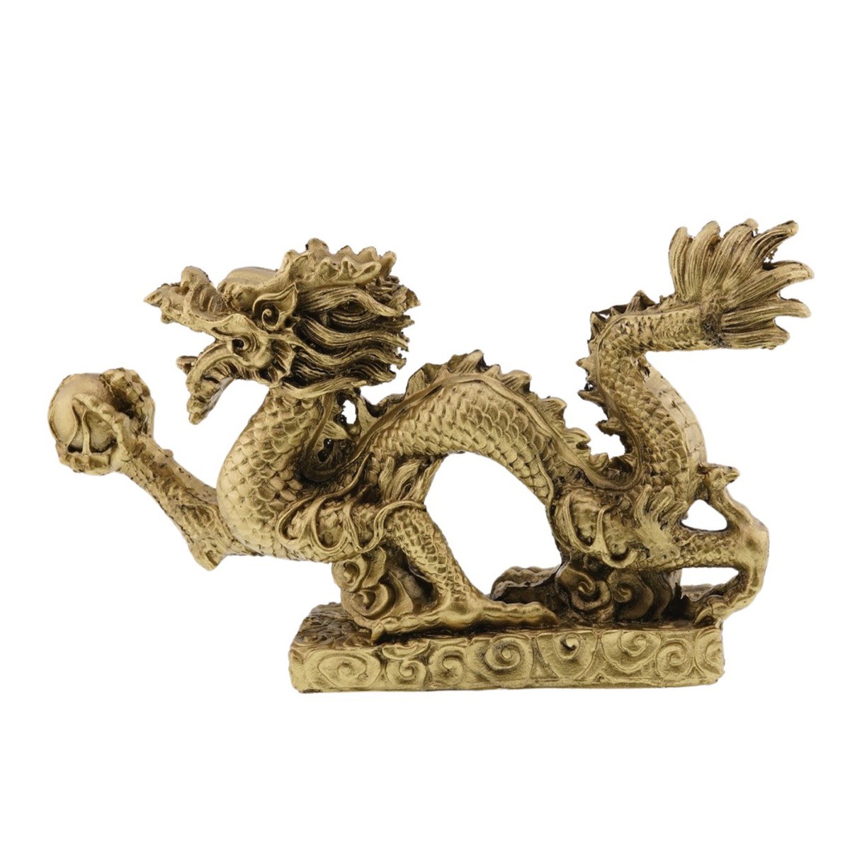 Feng Shui Dragon figurine with resin pearl 22cm