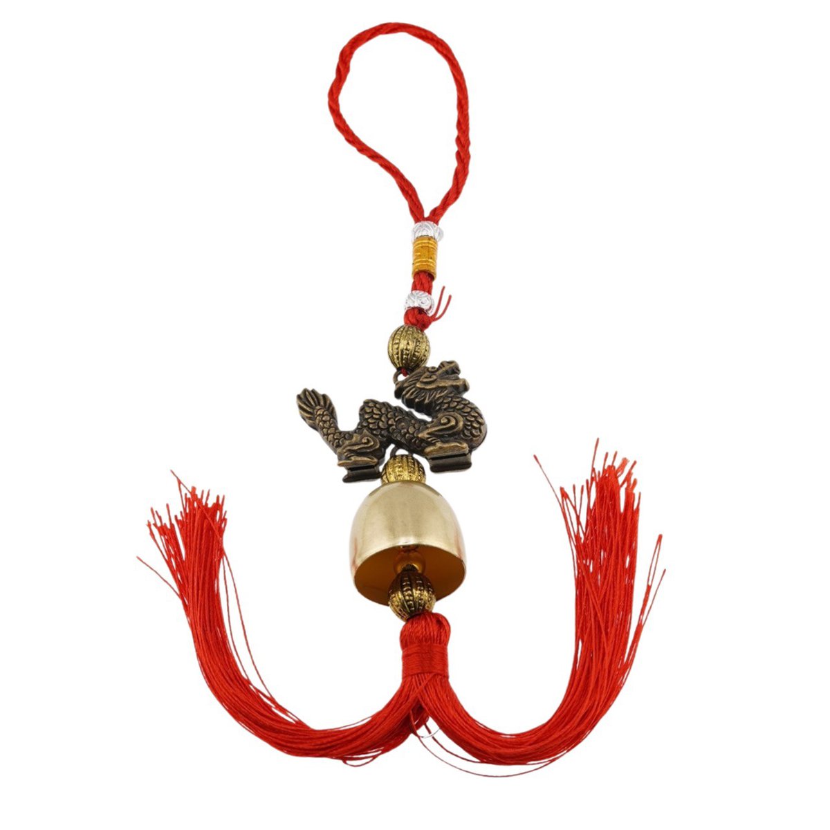 Amuleta feng shui cu dragon si clopotel 32cm