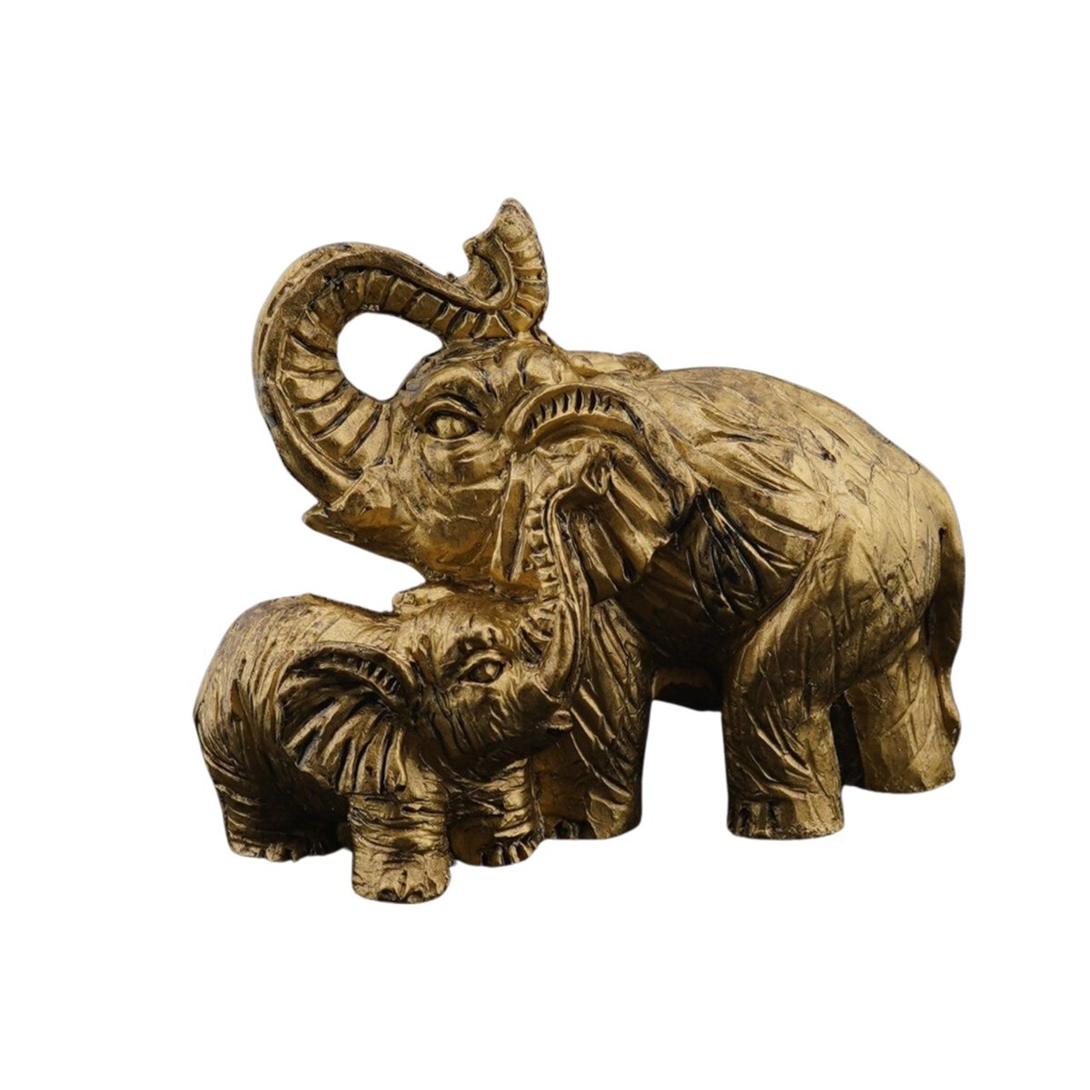 Statueta feng shui elefant din rasina aurie model 4 - 8cm