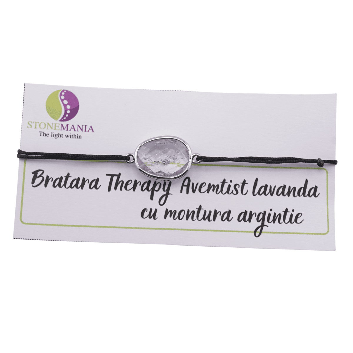 Bratara therapy ametist lavanda oval cu montura argintie