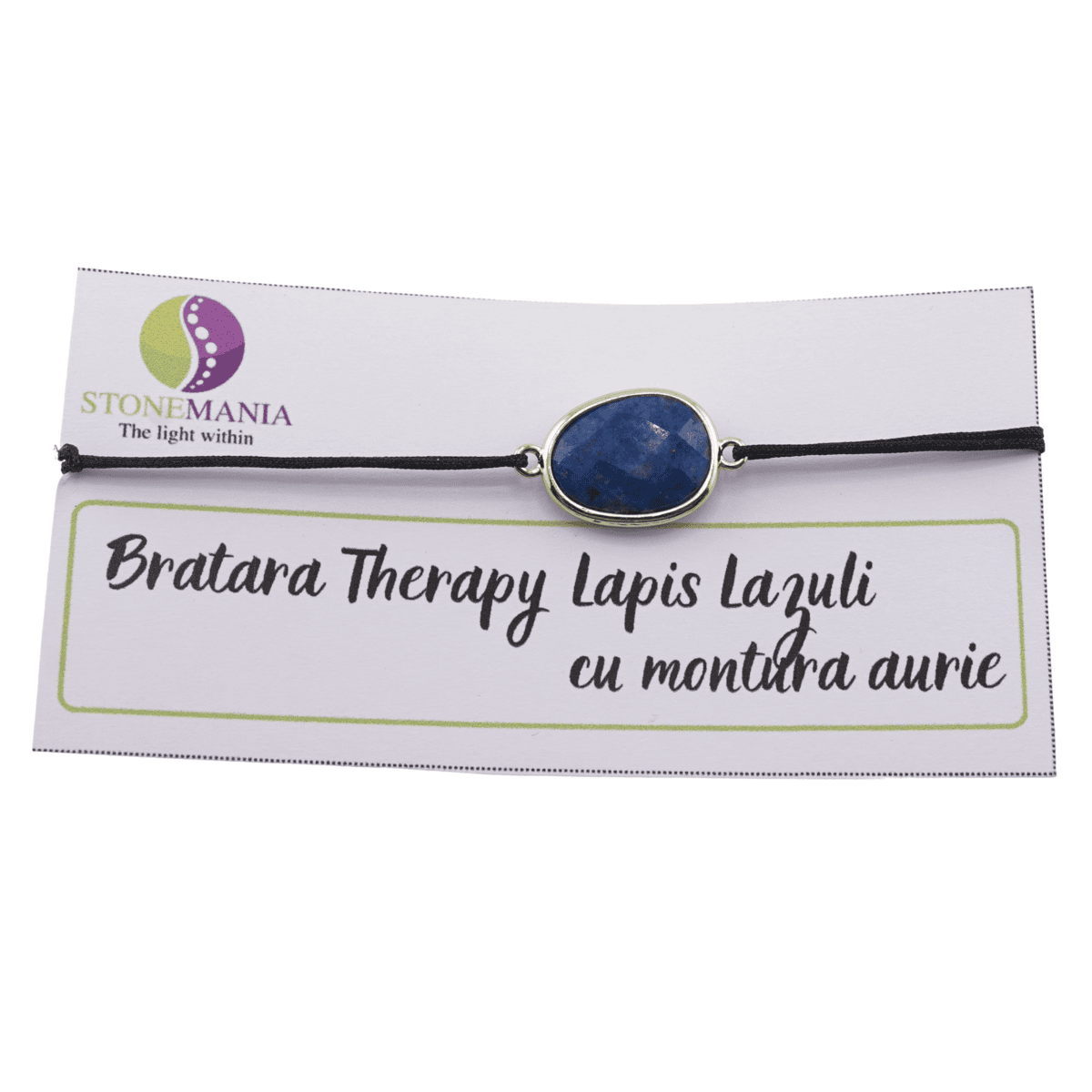 Bratara therapy lapis lazuli oval cu montura aurie