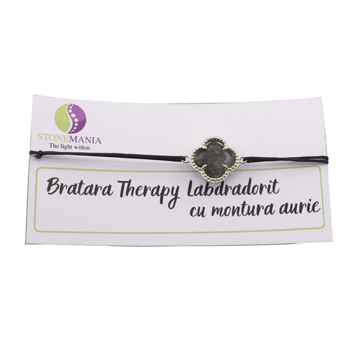 Bratara therapy labradorit trifoi cu montura aurie