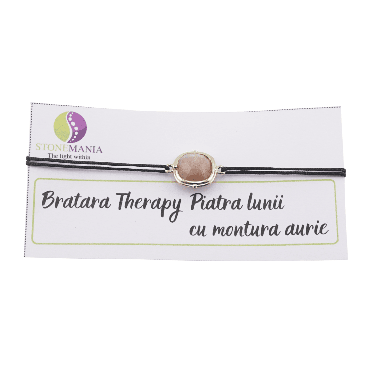 Bratara therapy piatra lunii patrat cu montura aurie