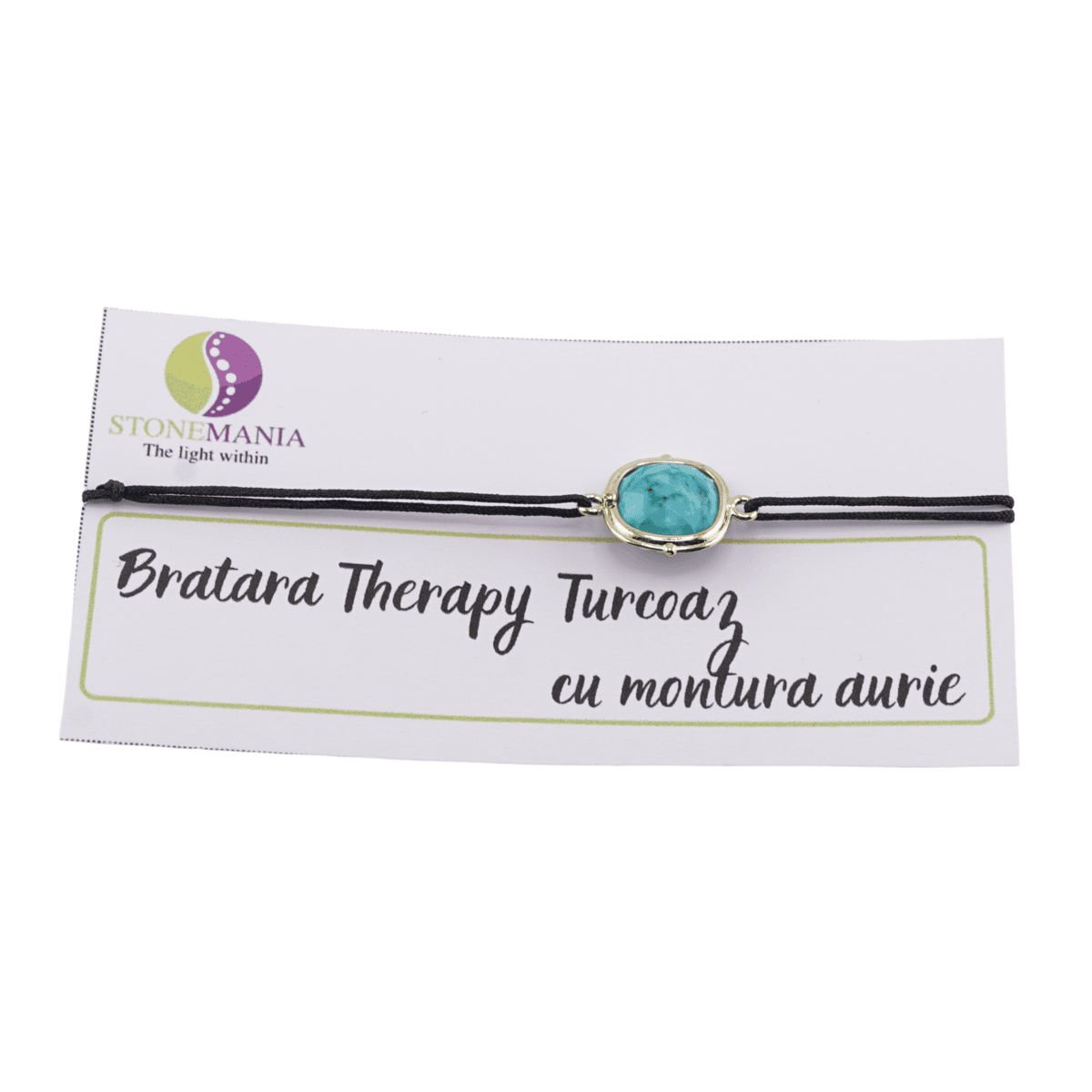 Bratara therapy turcoaz reconstruit patrat cu montura aurie