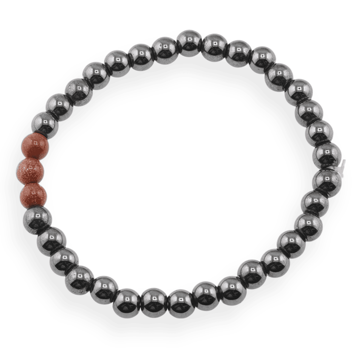 Bratara pe elastic hematit si goldstone maro 6mm