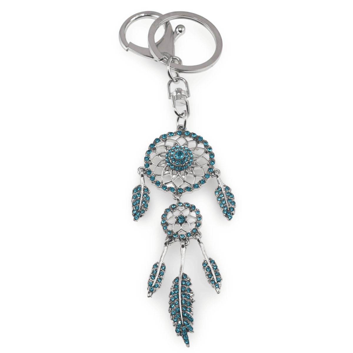 Breloc dream catcher cu zirconii albastru - 15cm