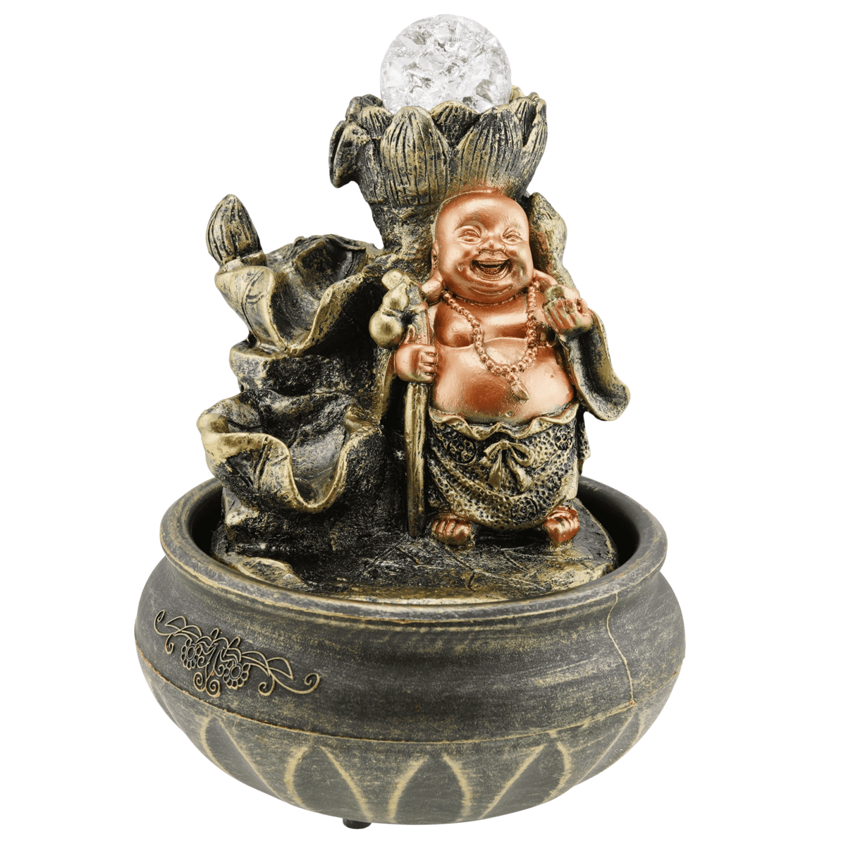 Fantana arteziana electrica decoratiune feng shui pentru interior buddha vesel