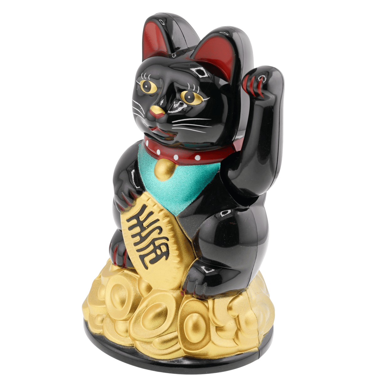 Pisica norocoasa maneki neko neagra pe pepite - 12cm - 2 | YEO