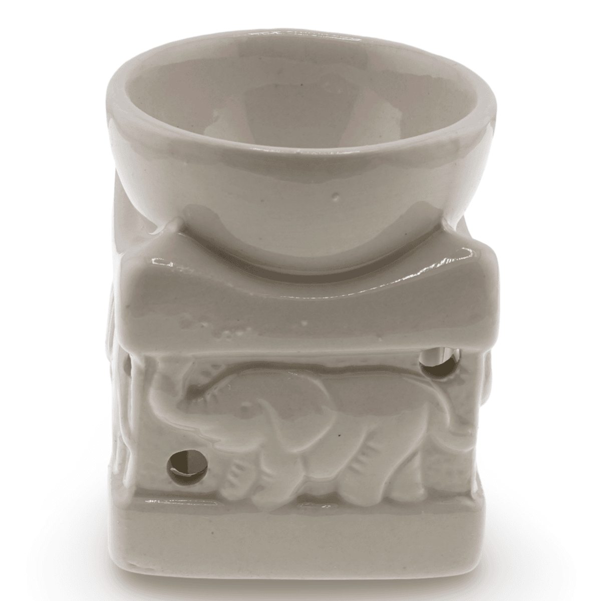 Vas aromaterapie din ceramica model elefant bej - 8cm