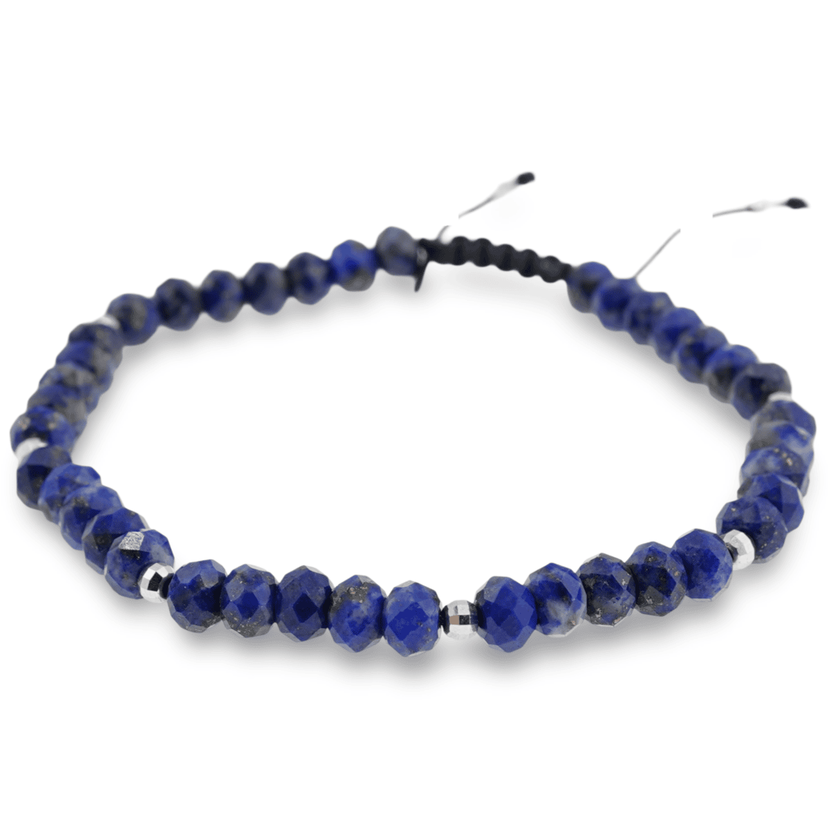 Bratara pe nod culisant lapis lazuli discuri fatetate cu sase bumbi de argint 925 5-6mm - 1 | YEO