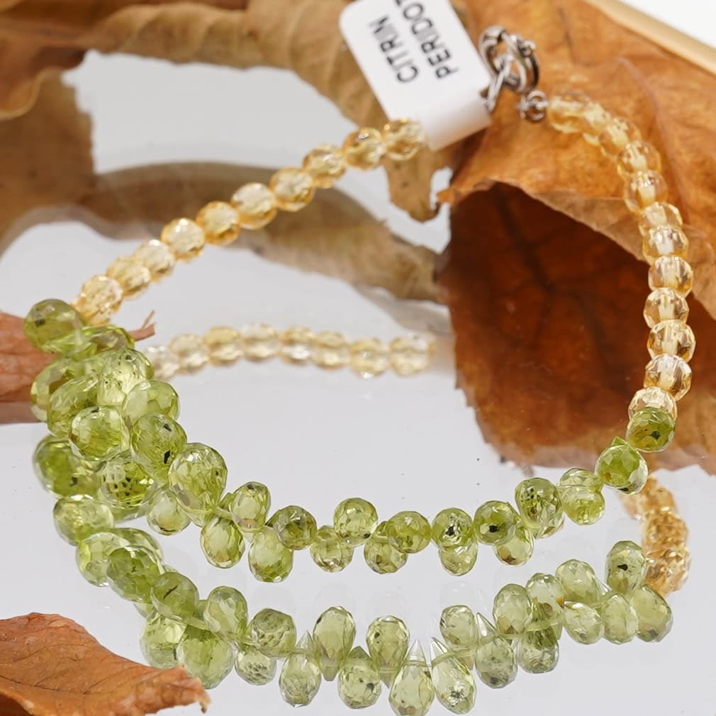 Bratara peridot briolete 6-8mm si citrin sfere fatetate 4mm - 2 | YEO