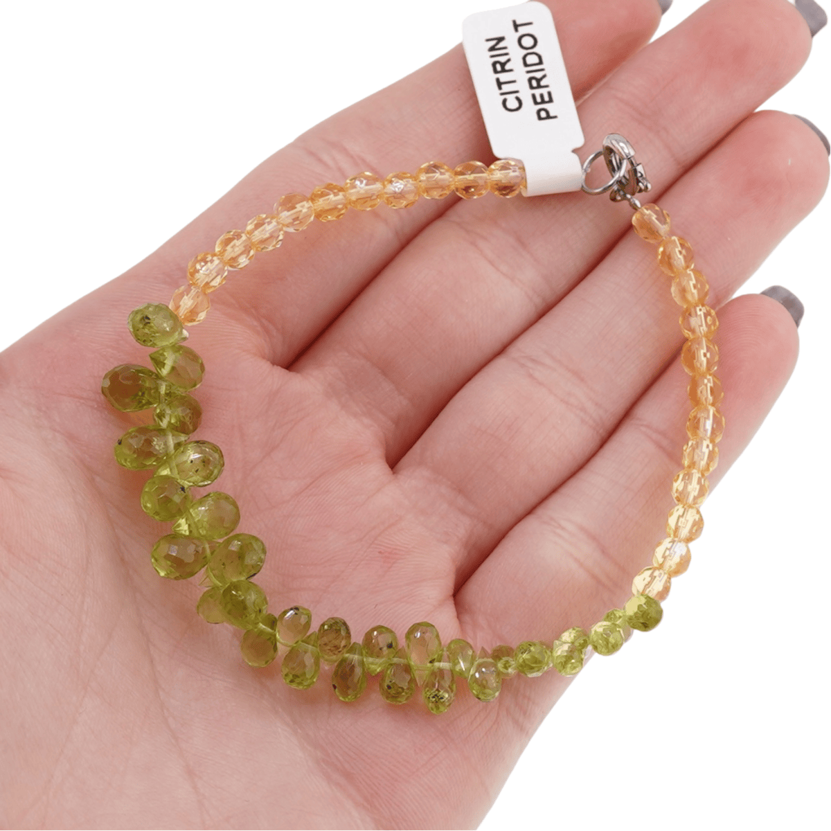 Bratara peridot briolete 6-8mm si citrin sfere fatetate 4mm - 3 | YEO