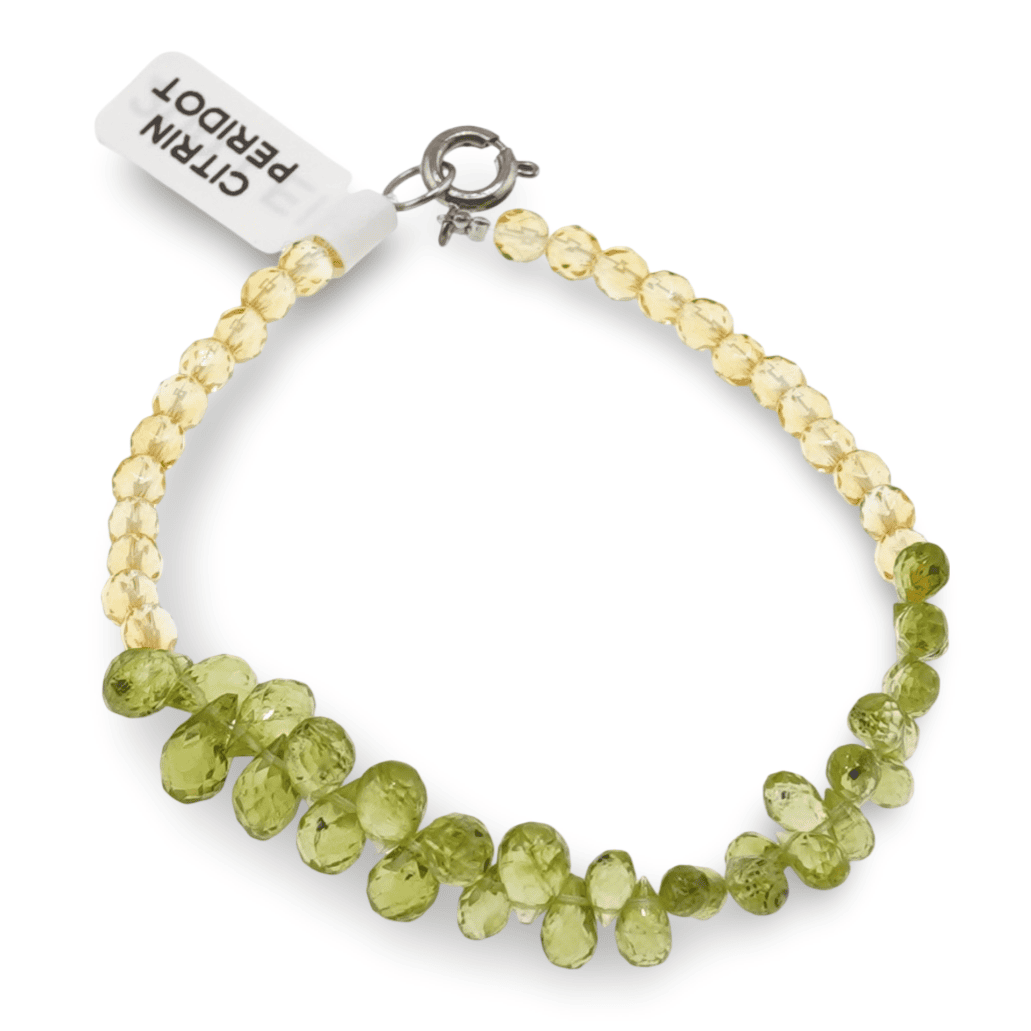 Bratara peridot briolete 6-8mm si citrin sfere fatetate 4mm