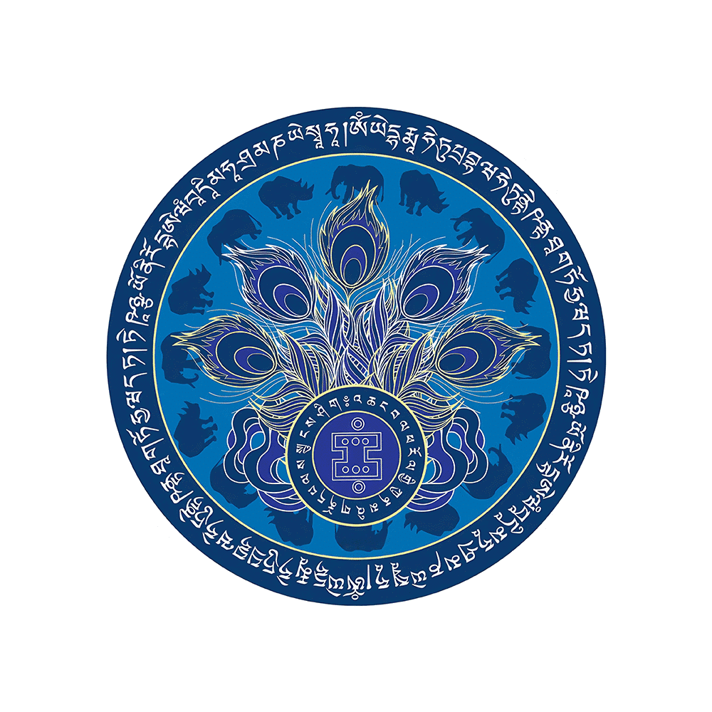 Abtibild sticker feng shui cu elefant si rinocer albastri pentru protectia banilor 2025 mare