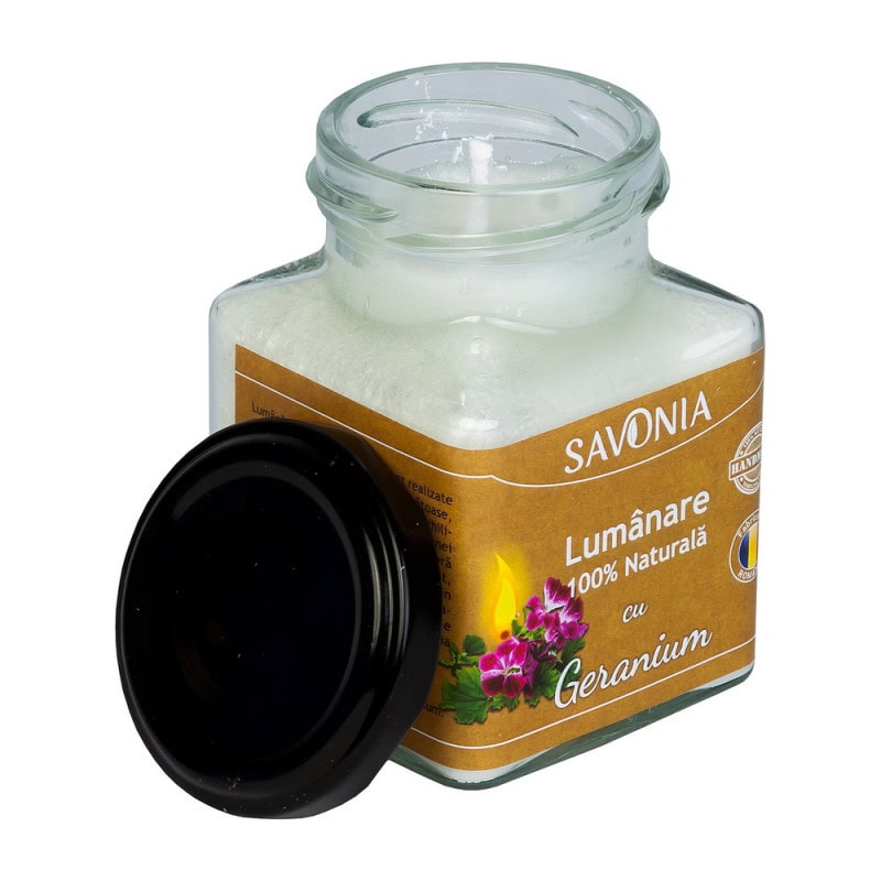 Geranium - lumanare 100 naturala 200g savonia - 1 | YEO