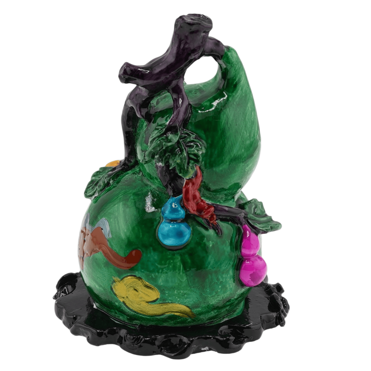 Statueta feng shui wu lou verde din rasina cu mantra 10cm