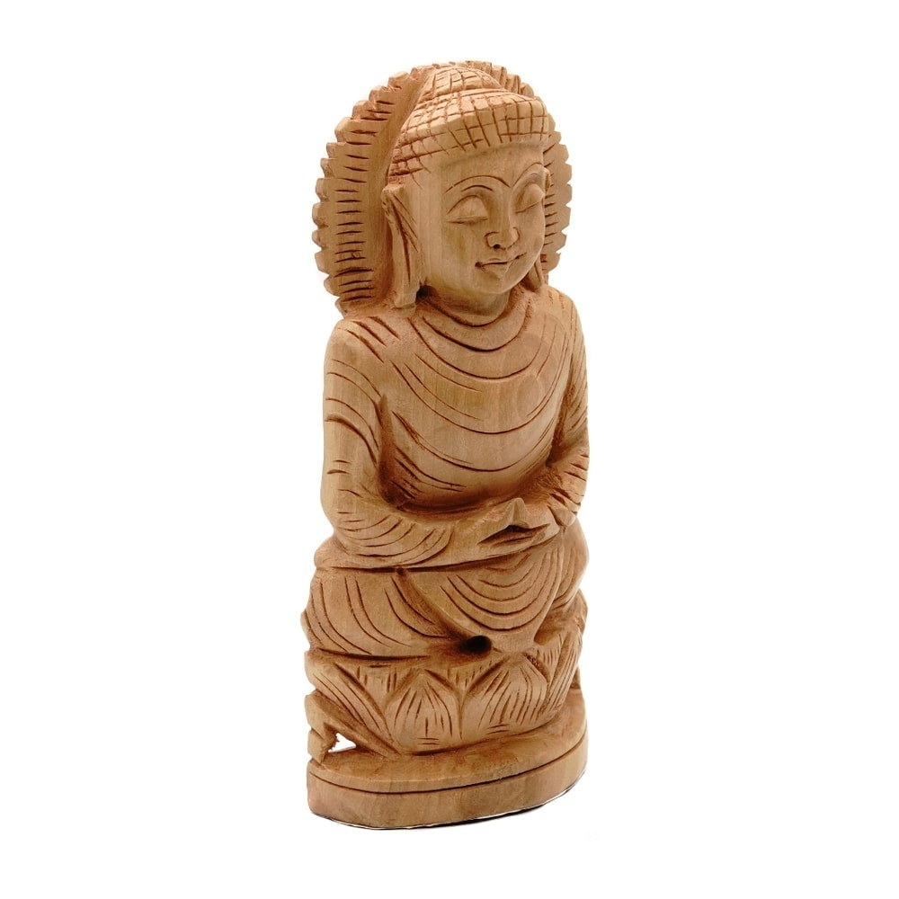 Statueta feng shui buddha in meditatie din lemn - 13cm - 1 | YEO