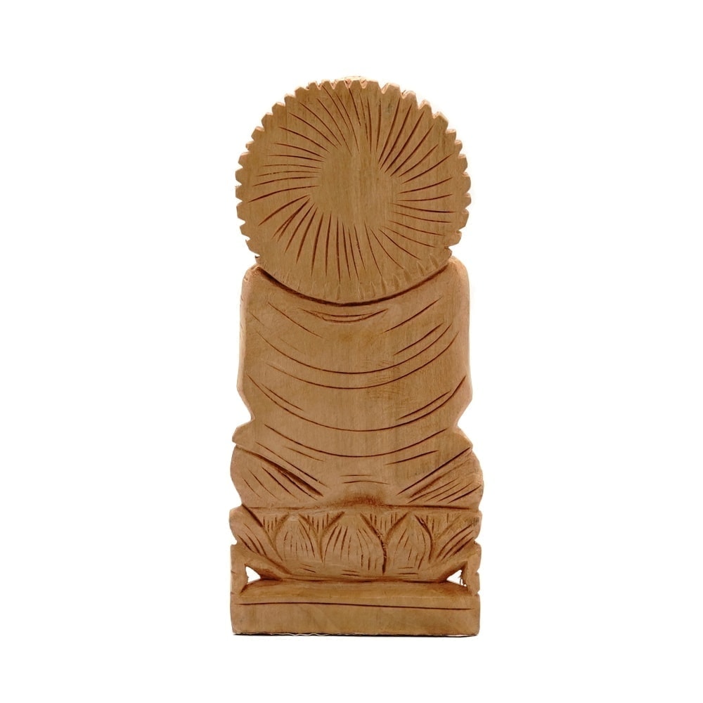 Statueta feng shui buddha in meditatie din lemn - 13cm - 2 | YEO