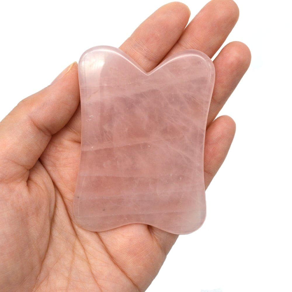 Piatra gua sha din cuart roz pentru masaj - 8cm model 2 - 2 | YEO