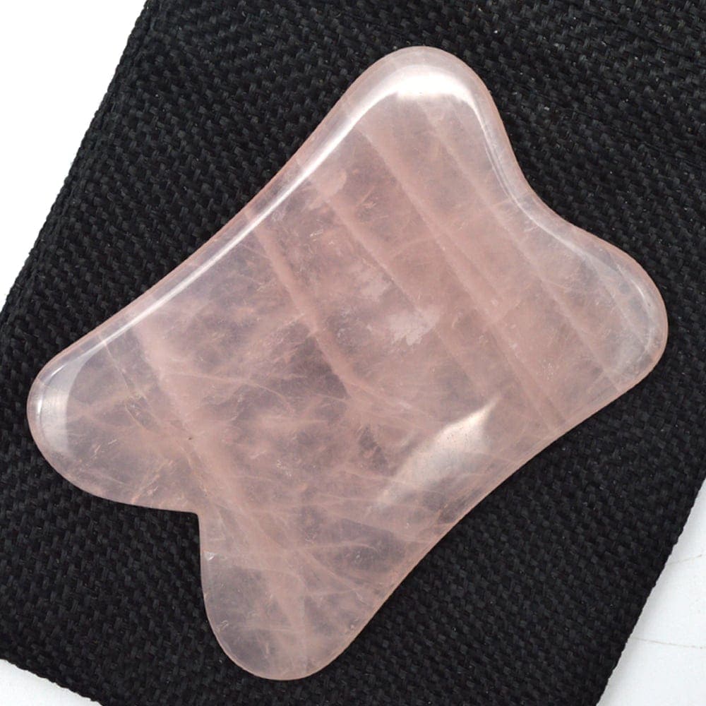 Piatra gua sha din cuart roz pentru masaj - 8cm model 2 - 1 | YEO