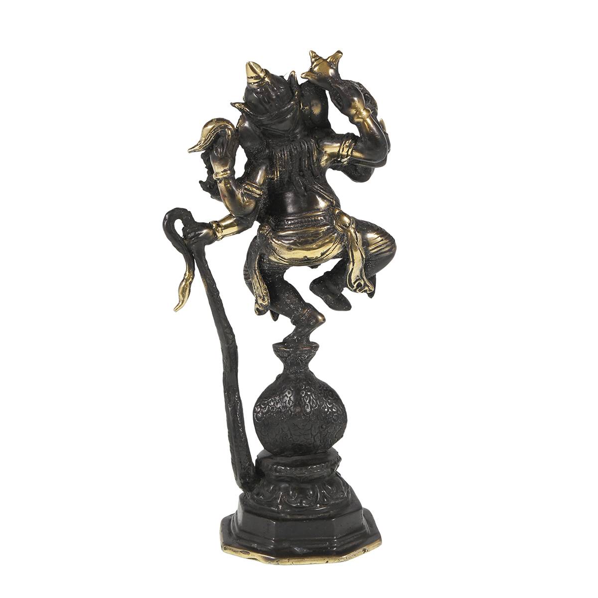 Statueta feng shui ganesh pe cobra din bronz - 25cm - 1 | YEO