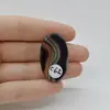 Cabochon Agat Negru Dantelat 36x21x6mm C62, imagine 2