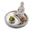 Decoratiune Gradina Zen in miniatura, Suport cu Buddha, lumanare si accesorii, imagine 2