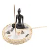 Decoratiune Gradina Zen in miniatura, Suport rotund cu statueta in mediatie, suport betisoare parfumate si accesorii, imagine 2