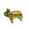 Statueta Feng Shui din alama Elefant cu trompa ridicata si pepita, 13cm