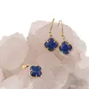 Set Cercei cu agatatoare si Pandantiv Lapis Lazuli trifoi cu montura aurie, 18mm, imagine 2