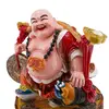 Statueta Feng Shui Buddha vesel pentru prosperitate cu Ru Yi si monede chinezesti, 24cm, imagine 3